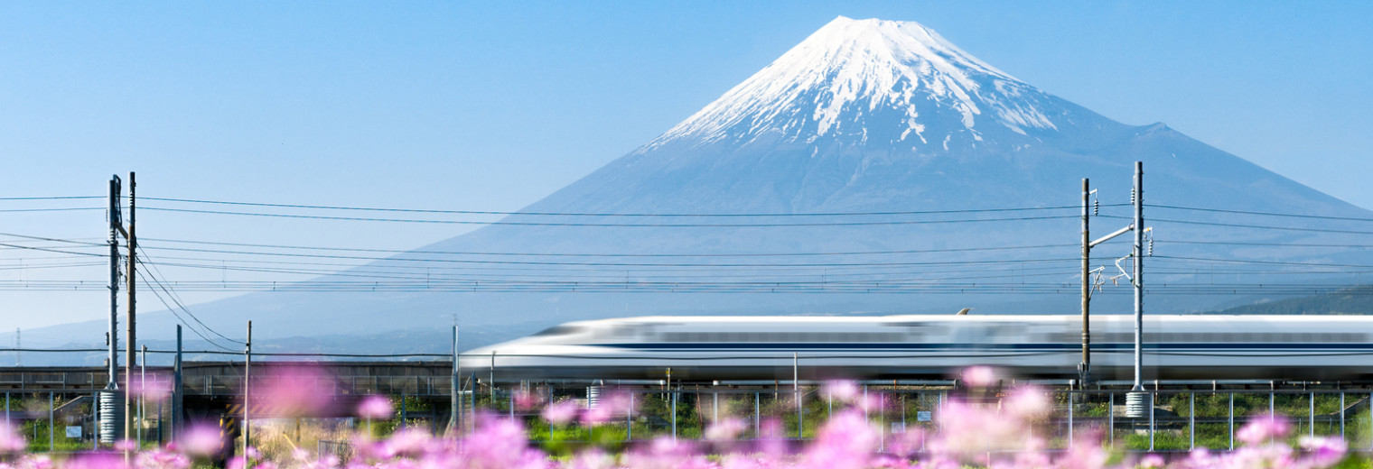 Bullet Train in front of Mt Fuji